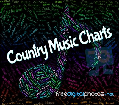 Country Music Charts Shows Best Seller And Audio Stock Image