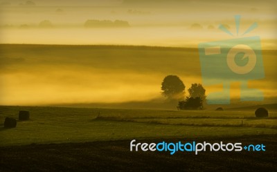 Countryside In Morning Light Stock Photo