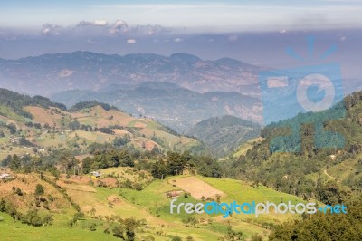 Countryside Of Guatemala And The Highlands Landscape Stock Photo