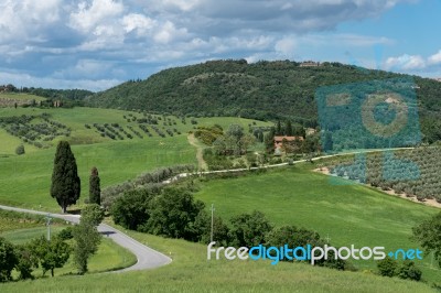 Countryside Of Val D'orcia In Tuscany Stock Photo