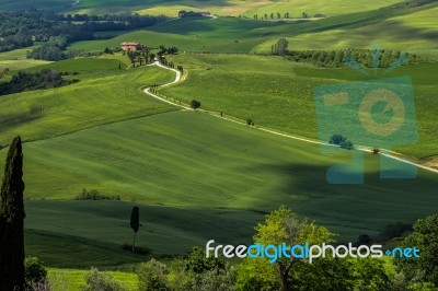 Countryside Of Val D'orcia Tuscany Stock Photo