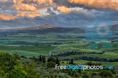 Countryside Of Val D'orcia Tuscany Stock Photo