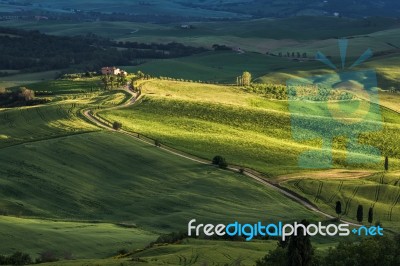 Countryside Of Val D'orcia Tuscany Stock Photo