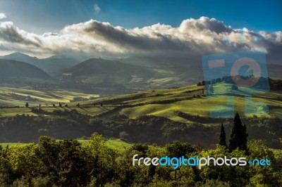 Countryside Of Val D'orcia Tuscany Stock Photo