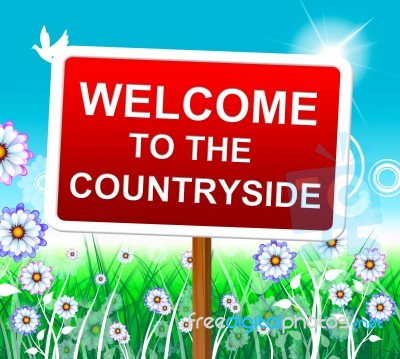 Countryside Welcome Shows Nature Greeting And Invitation Stock Image