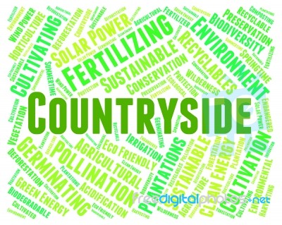 Countryside Word Representing Picturesque Text And Meadow Stock Image