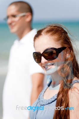 Couple At The Beach Stock Photo