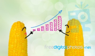 Couple Corn Drawing Business Graph Stock Image