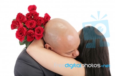 Couple Embracing Isolated Stock Photo