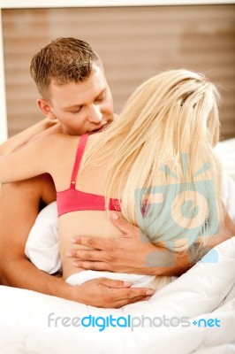 Couple Enjoying Foreplay Together Stock Photo