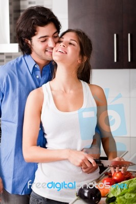 Couple Getting Close Stock Photo