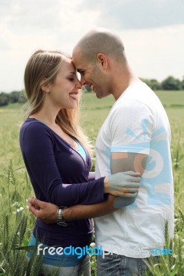 Couple Getting Close In Romance Stock Photo