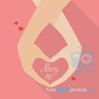 Couple Hands With Marry Me Word Stock Image