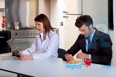 Couple Having Breakfast Stock Photo