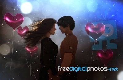 Couple In Love,3d Illustration Conceptual Background Stock Image