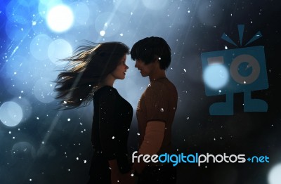 Couple In Love,3d Illustration Conceptual Background Stock Image