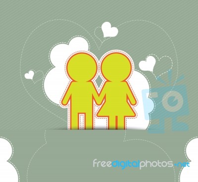 Couple Love On Retro Background Stock Image