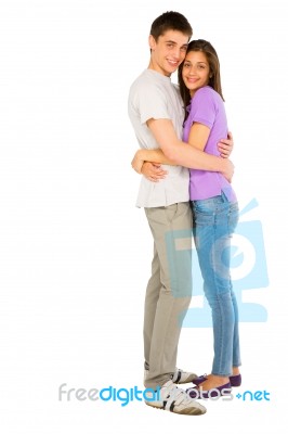 Couple Of Teenagers Embracing Stock Photo