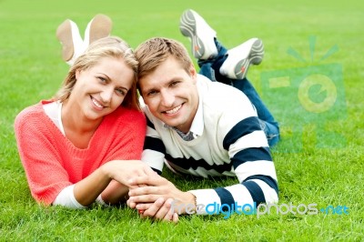 Couple Outdoors Holding Hands Stock Photo