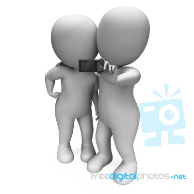 Couple Portrait Photography Shows Camera Self Photo Stock Image