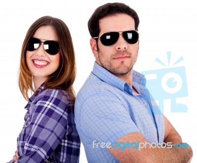 Couple Posing Back To Back Stock Photo