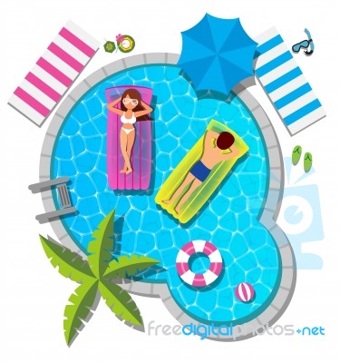 Couple Relaxing At Swimming Pool For Summer Concept Stock Image