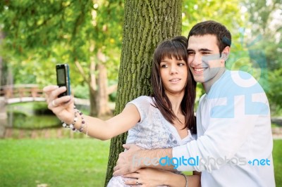 Couple Taking Picture Of Themselves Stock Photo