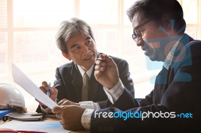 Couples Of Senior Partner Business Man Meeting With Serious Problem Solution Planing Crisis Decision In Office Meeting Room Stock Photo