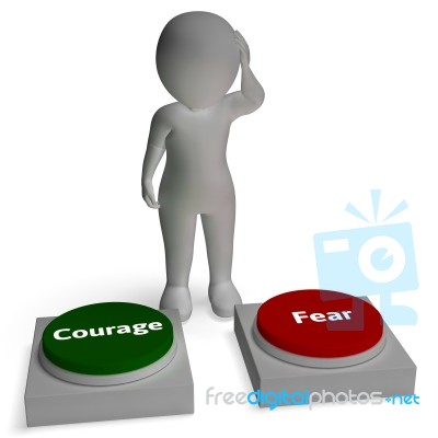 Courage Fear Buttons Shows Courageous Or Fearful Stock Image