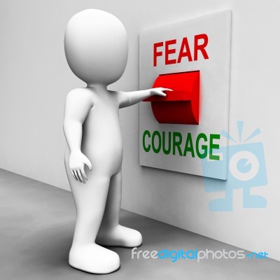 Courage Fear Switch Shows Afraid Or Bold Stock Image