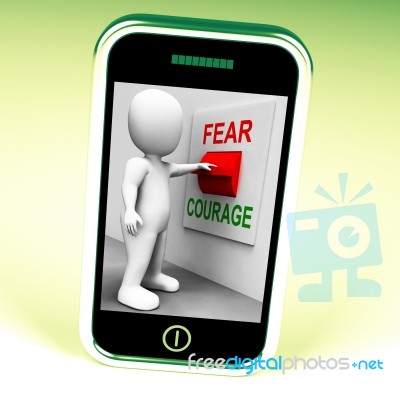 Courage Fear Switch Shows Afraid Or Bold Stock Image