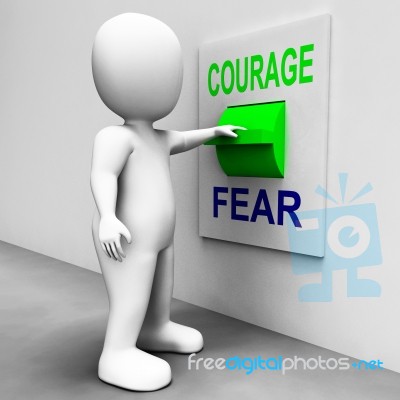 Courage Fear Switch Shows Afraid Or Courageous Stock Image