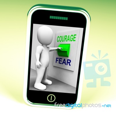 Courage Fear Switch Shows Afraid Or Courageous Stock Image