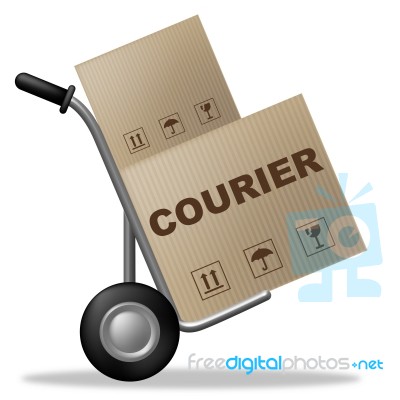 Courier Package Represents Shipping Box And Parcel Stock Image