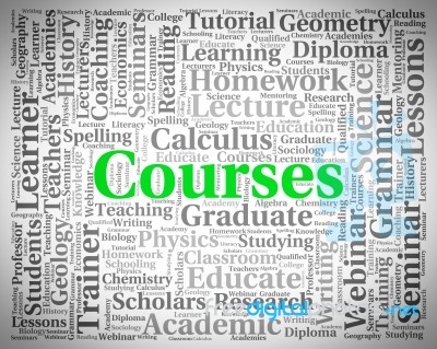 Courses Word Indicates Programme Words And Syllabus Stock Image