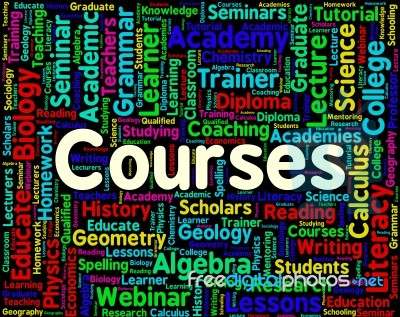 Courses Word Means Words School And Syllabus Stock Image