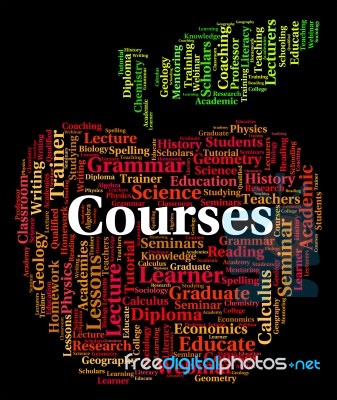 Courses Word Represents Study Schedules And Learn Stock Image