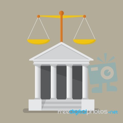 Court Building With Scales Of Justice Stock Image