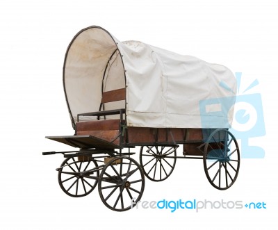 Covered Wagon Isolate On White Stock Photo