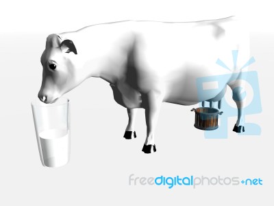 Cow And Milk Stock Image