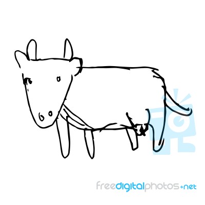 Cow Doodle Hand Drawn Stock Image