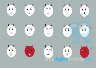 Cow Emotion Face Set Stock Image