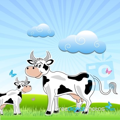 Cow With Calf Stock Image