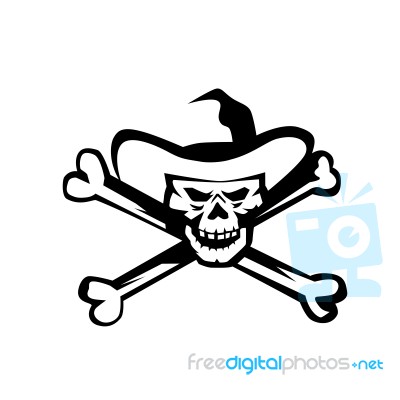 Cowboy Pirate Skull Cross Bones Retro Stock Image