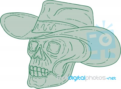 Cowboy Skull Drawing Stock Image