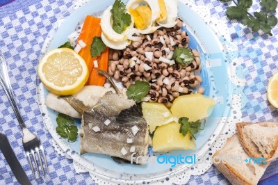 Cowpea With Cod Fish Meal Stock Photo