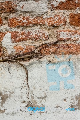 Cracked Concrete Vintage Wall Stock Photo