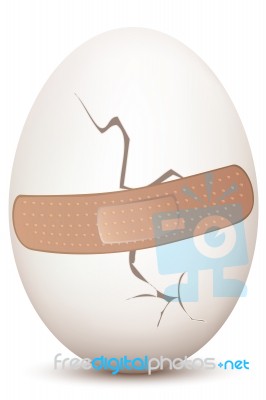 Cracked Egg With Bandage Stock Image