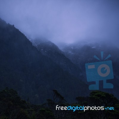 Cradle Mountain In Tasmania On A Cloudy Day Stock Photo