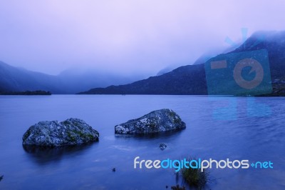 Cradle Mountain In Tasmania On A Cloudy Day Stock Photo